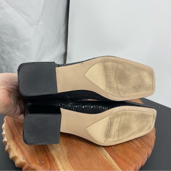 Franco Sarto Waxton Black Ankle Boots snake patent heel Sz 9 - Picture 7 of 8